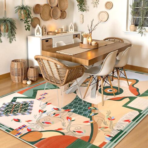 مجموعة Lahome Cécile Vico - سجاد منطقة خضراء مقاس 8 × 10 لغرفة المعيشة، سجاد ناعم غير قابل للانزلاق لغرفة النوم، سجاد غرفة الطعام لتحت الطاولة، سجاد داخلي تجريدي كبير حديث بوهو (8 × 10 أقدام، أخضر) in Kuwait