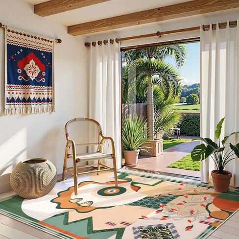 مجموعة Lahome Cécile Vico - سجاد منطقة خضراء مقاس 8 × 10 لغرفة المعيشة، سجاد ناعم غير قابل للانزلاق لغرفة النوم، سجاد غرفة الطعام لتحت الطاولة، سجاد داخلي تجريدي كبير حديث بوهو (8 × 10 أقدام، أخضر) in Kuwait