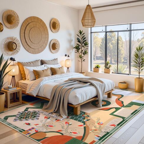 مجموعة Lahome Cécile Vico - سجاد منطقة خضراء مقاس 8 × 10 لغرفة المعيشة، سجاد ناعم غير قابل للانزلاق لغرفة النوم، سجاد غرفة الطعام لتحت الطاولة، سجاد داخلي تجريدي كبير حديث بوهو (8 × 10 أقدام، أخضر) in Kuwait