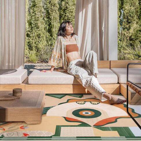 مجموعة Lahome Cécile Vico - سجاد منطقة خضراء مقاس 8 × 10 لغرفة المعيشة، سجاد ناعم غير قابل للانزلاق لغرفة النوم، سجاد غرفة الطعام لتحت الطاولة، سجاد داخلي تجريدي كبير حديث بوهو (8 × 10 أقدام، أخضر) in Kuwait