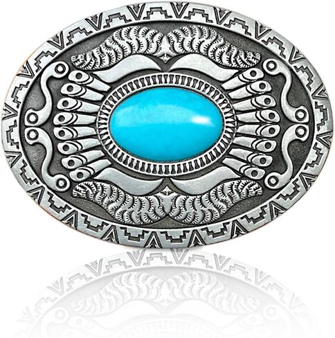 FALETO Western Turquoise Belt Buckle for Men Vintage Cowboy Oval Alloy Belt Buckle in Kuwait
