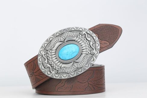 FALETO Western Turquoise Belt Buckle for Men Vintage Cowboy Oval Alloy Belt Buckle in Kuwait