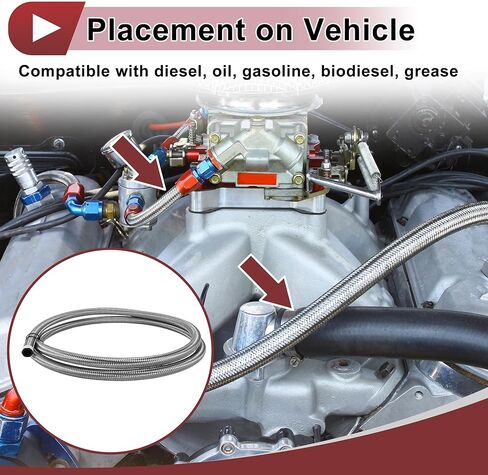 1 Pcs AN16 Fuel Line Hose 6ft Vacuum Hose Automotive 16AN CPE Fuel Hose Silver Tone CPE Rubber,Stainless Steel Braided in Saudi Arabia