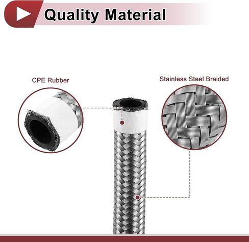 1 Pcs AN16 Fuel Line Hose 6ft Vacuum Hose Automotive 16AN CPE Fuel Hose Silver Tone CPE Rubber,Stainless Steel Braided in Saudi Arabia