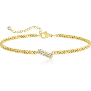 Moodear Gold Bracelets for Women - Dainty Gold Bracelet Adjustable 14K Gold Plated Waterproof A-Z CZ Bubbles Initial Letter Cuban Link Chain Bracelets for Women Gold Jewelry Gifts