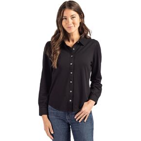 Cutter & Buck Advantage Tri-Blend Eco Soft Pique Long Sleeve Knitted Womens Button Down