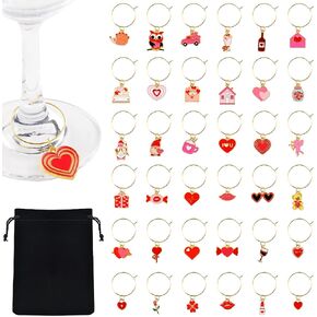 36Pcs Wine Glass Charms Wine Charms for Stem Glasses Wine Charms for Wine Glass Tags Wine Tasting Party Decorations