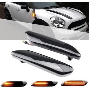 Xinctai Sequential Amber Led Front Fender Side Marker Lights Compatible with 2011-2016 BMW Mini Cooper R60 Countryman R61 Paceman (Smoked Lens)