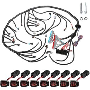 4L60E DBC Standalone Engine Wiring Harness for GM LS1 4L60E Drive by Cable 4.8 5.3 6.0 L Wiring Harness with 8pcs EV1 to EV6 Adapter Fit for 1997-2006 GM DBC LS1 Vortec 4.8L 5.3L 6.0L