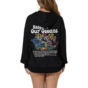 Oversized Graphic Hoodies for Teen Girl Women Cute Y2k Letter Flower Pullover Tops Aesthetic Preppy Sweatshirts
