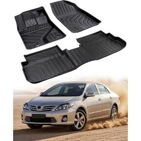 Floor Mats for Toyota Corolla 2009-2013, All-Weather TPE Custom Fit Car Accessories (Set of 3 Mats)