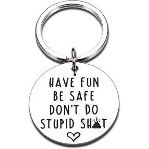 Funny Easter Basket Stuffers Gifts for Him Her Teen Boy Dont Do Stupid Keychain Birthday Gifts Ideas Teenage Boys Girls Kids Son Gag Gifts for Teens Graduation Gifts Christmas Stocking Stuffers