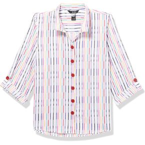 Ali Miles Women's Plus Size Printed Textured Woven Front Tunic Button