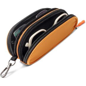 Double Eyeglasses Case Soft Portable Zipper Sunglasses Pouch with Keychain Clip for Men Women