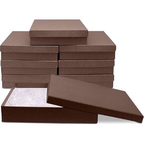 Novel Box® Made in USA Jewelry Gift Box in Chocolate Kraft with Removable Cotton Pad7X5X1.25 (Pack of 8) + Custom NB Pouch