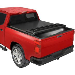 JDMSPEED Soft Quad-Fold 5.8FT(69.3in) Truck Bed Tonneau Cover Compatible with 2007-2023 Chevy Silverado GMC Sierra 1500,Truck Bed Cover with LED Light and 118 inch Waterproof Strips