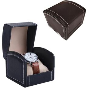 Single Grid Wrist Watch Box Storage Case, Travel PU Leather Watch Box Holder with Pillow, Jewelry Storage Case Organizer (Black)