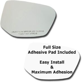 Mirror Glass + Full Size Adhesive Pad for 2016-2021 Honda Civic Passenger Side Replacement (2016 2017 2018 2019 2020 2021 16 17 18 19 20 21)