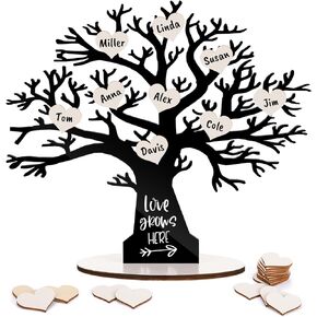 Gifts for Grandma, Personalized Gifts for Grandparents & Grandpa from Granddaughter, Grandson, GrandKids, DIY Customized Wooden Family Tree Gift Present for Christmas & Birthday, Love Grows Here