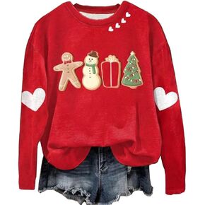 Fuyxxmer Merry Christmas Sweatshirts for Women Santa Claus Christmas Trees Graphic Xmas Pullover Tops