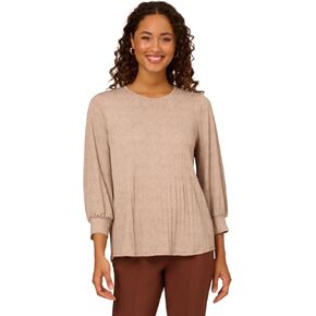 Adrianna Papell Women's Print Knit Pleated Trapeze Top