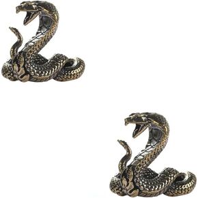 2Pcs Elegant Brass Snake Statue Unique Chinese Zodiac Figurines Exquisite Snake Sculptures for Home Office Decor