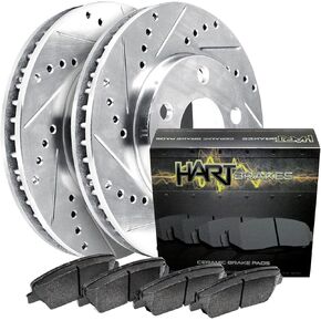 Hart Brakes Rear Brakes and Rotors Kit |Rear Brake Pads| Brake Rotors and Pads| Ceramic Brake Pads and Rotors |fits 2007-2011 Dodge Nitro, 2008-2012 Jeep Liberty