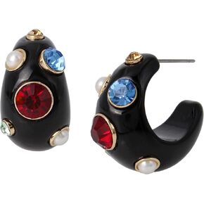 Stone Resin Hoop Earrings