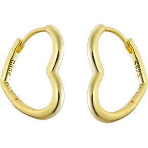 Asymmetrical Heart Hoop Earrings in 14K Gold PVD & 925 Sterling Silver for Her