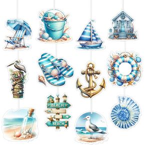 24 Pcs Scented Hanging Car Air Freshener Beach Boating Flip Flops Seagull Nautical Car Interior Accessories Bulk Automotive Decoration for Women Men Hawaii Home Holiday Gifts Bathroom