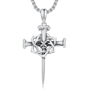 Cross Necklace 925 Sterling Silver Celtic/Gothic/Nail/Jesus/Shield/Iced Out Cross Necklace Cross Pendant Fathers Day Birthday Gifts for Men Gifts for Father Gifts for Dad