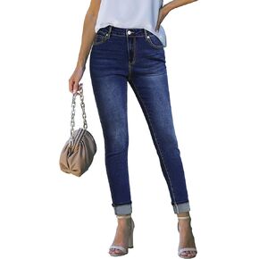 luvamia Skinny Jeans for Women Trendy High Waisted Fold Hem Slim Fit Stretchy Denim Pants Jeggings Jeans with Pockets