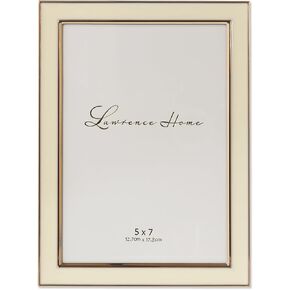 Lawrence Frames Metal and Enamel Picture Frame, Ivory, 5x7