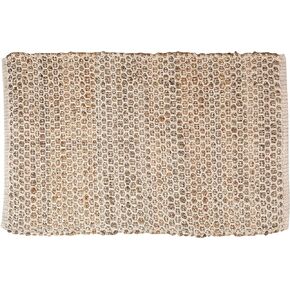 THE BEER VALLEY Jute Cotton Rug 2x3' Natural, Hand Woven Farmhouse Style for Living, Kitchen, Entryway, Reversible
