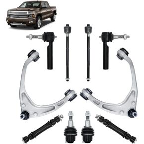 10PCS Front Upper Aluminum Control Arm Lower Ball Joint Sway Bar Outer Inner Tie Rod End Link Replacement for Chevy Silverado1500 SuburbanTahoe GMC Sierra1500 Yukon Cadillac Escalade