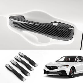 لـ 2023 2024 Honda Acura Integra Gear Shift غطاء إطار لوحة ناقل الحركة، ABS من ألياف الكربون نمط مقبض ناقل الحركة للسيارة غطاء وحدة التحكم المركزية ديكو، أسود، ناقل حركة أوتوماتيكي