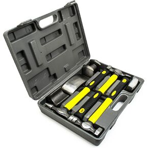 Bastex 7pc Auto Body Fiberglass Repair Dent Removal Kit for Fenders Doors Panels and Boats. Dolly Set Tools for Autobody Work