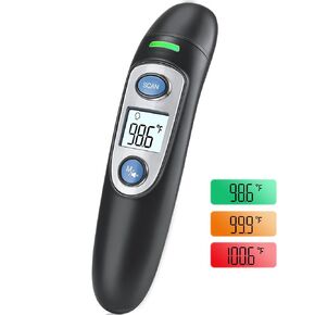 Infrared Thermometer for Adults,Forehead and Ear Thermometer for Fever, Babies, Children, Adults, Indoor and Outdoor Use (Grey)