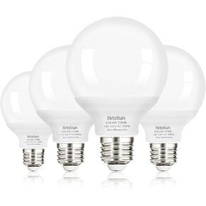 G25 LED Light Bulbs, Round Vanity Light Bulbs for Bathroom, 40W Equivalent, Daylight White 5000K, E26 Base Globe Light Bulbs, 600LM, Non-Dimmable, 4-Pack