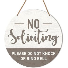 No Soliciting Sign for Front Door, Unwelcome Wooden Hanging Sign for House Front Door Porch Decor Rustic Wall Decoration
