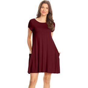 Casual T Shirt Dress for Women Flowy Tunic Dress with Pockets Reg and Plus Size
