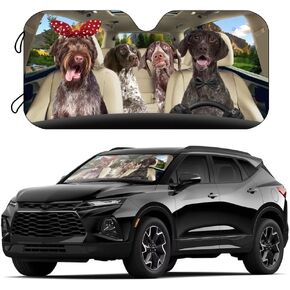 German Shorthaired Pointer Dog Sun Shade for Car Windshield Cute Windshield Sunshade with Funny Design,Auto Sunshield Protector Block Cover for Car SUV Truck UV Rays 57x27.5 Inches