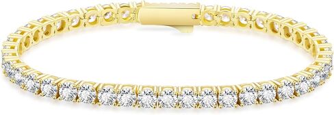 KRKC&CO 3/4mm Tennis Bracelet for Women Men, 14k Gold/White Gold Bracelets, Iced Out 5A Cubic Zirconia Stones, Bridal Wedding Jewelry for Her in Saudi Arabia