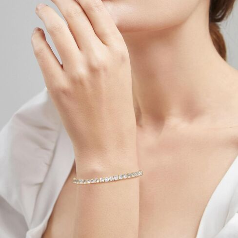 KRKC&CO 3/4mm Tennis Bracelet for Women Men, 14k Gold/White Gold Bracelets, Iced Out 5A Cubic Zirconia Stones, Bridal Wedding Jewelry for Her in Saudi Arabia