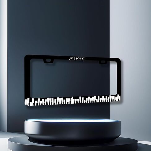 Piano Music License Plate Frame Music Notes License Plate Holder Stainless Steel Front and Rear Car Tags Auto Parts Funny License Plate Decoration with Screws for Men Women s 12.2"x 6.2" in Saudi Arabia