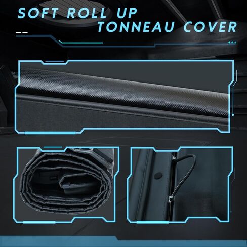 6.6 Ft (79.2 in) Soft Roll-up Truck Bed Tonneau Cover Compatible with 2014-2018 Chevrolet Silverado & GMC Sierra 1500, Water-Proof, Vinyl & Aluminum Truck Bed Cover for Chevy/GMC 1500 in Kuwait