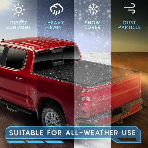 6.6 Ft (79.2 in) Soft Roll-up Truck Bed Tonneau Cover Compatible with 2014-2018 Chevrolet Silverado & GMC Sierra 1500, Water-Proof, Vinyl & Aluminum Truck Bed Cover for Chevy/GMC 1500 in Kuwait