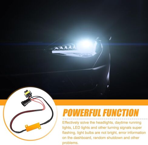 قطعتان من جهاز فك ترميز مصابيح الضباب H11 للسيارة، غطاء معدني مقاوم للماء ومزيل خطأ LED التحديثي، محول لمبة تحذير لوحة القيادة مضاد للوميض، عالمي لسلك فك تشفير مقاومة السيارات (أسود) in Kuwait