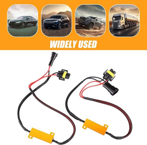 قطعتان من جهاز فك ترميز مصابيح الضباب H11 للسيارة، غطاء معدني مقاوم للماء ومزيل خطأ LED التحديثي، محول لمبة تحذير لوحة القيادة مضاد للوميض، عالمي لسلك فك تشفير مقاومة السيارات (أسود) in Kuwait