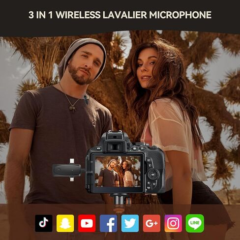 Wireless Lavalier Microphone for iPhone, Mini Microphone, Noise Reduction, 2.4G Ultra-Low Delay | 8-Hour Battery | 48kHz | 66FT Profession Mic for YouTube, Recording, Vlog, TikTok in Saudi Arabia